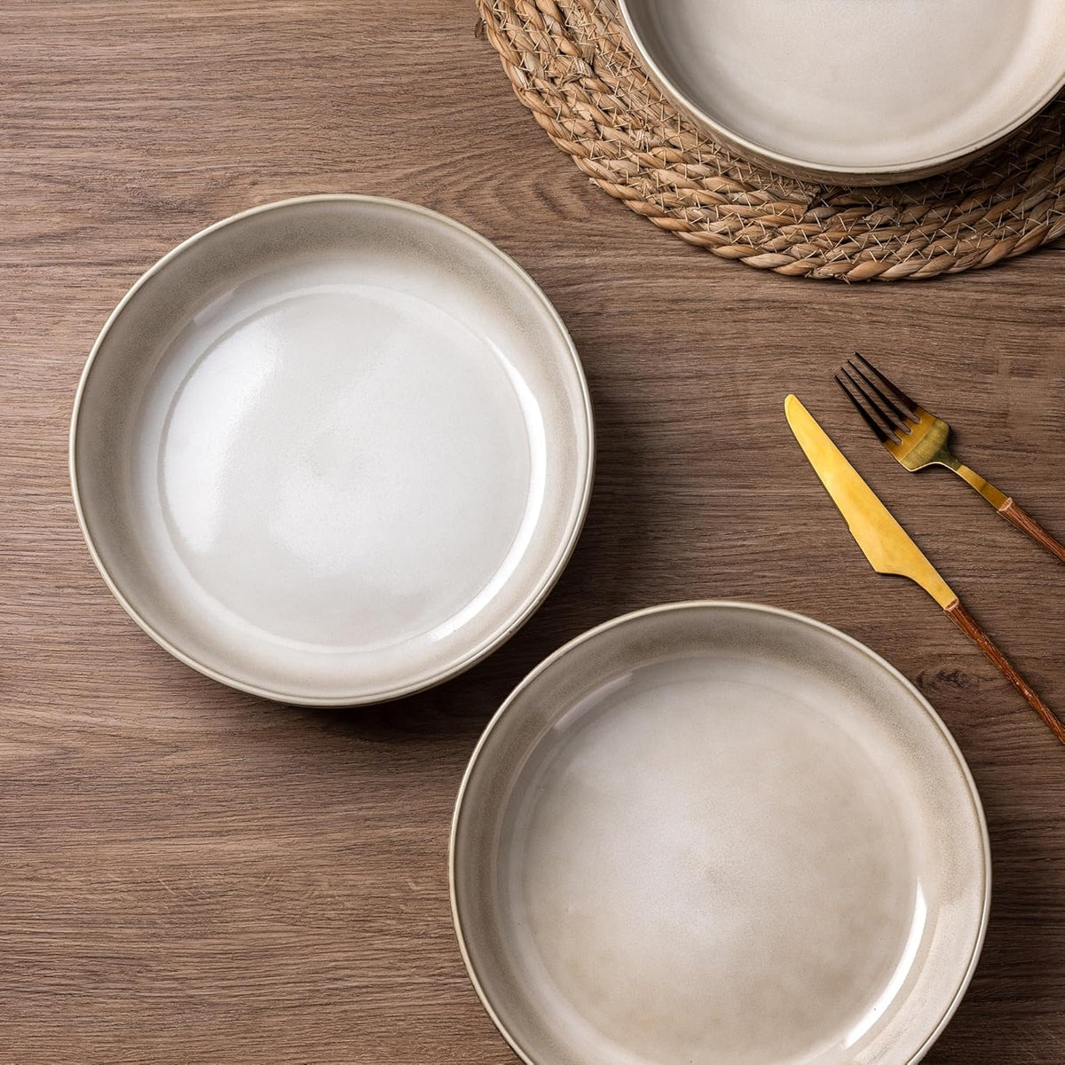 GBHOME 9'' Large Ceramic Pasta Bowls, 38oz Stoneware Pasta Serving Bowls Set of 4 for Kitchen, Wide Bowls for Fruit,Pasta,Salad,Oatmeal,Meal, Microwave Safe, Reactive Glaze-Cappuccino