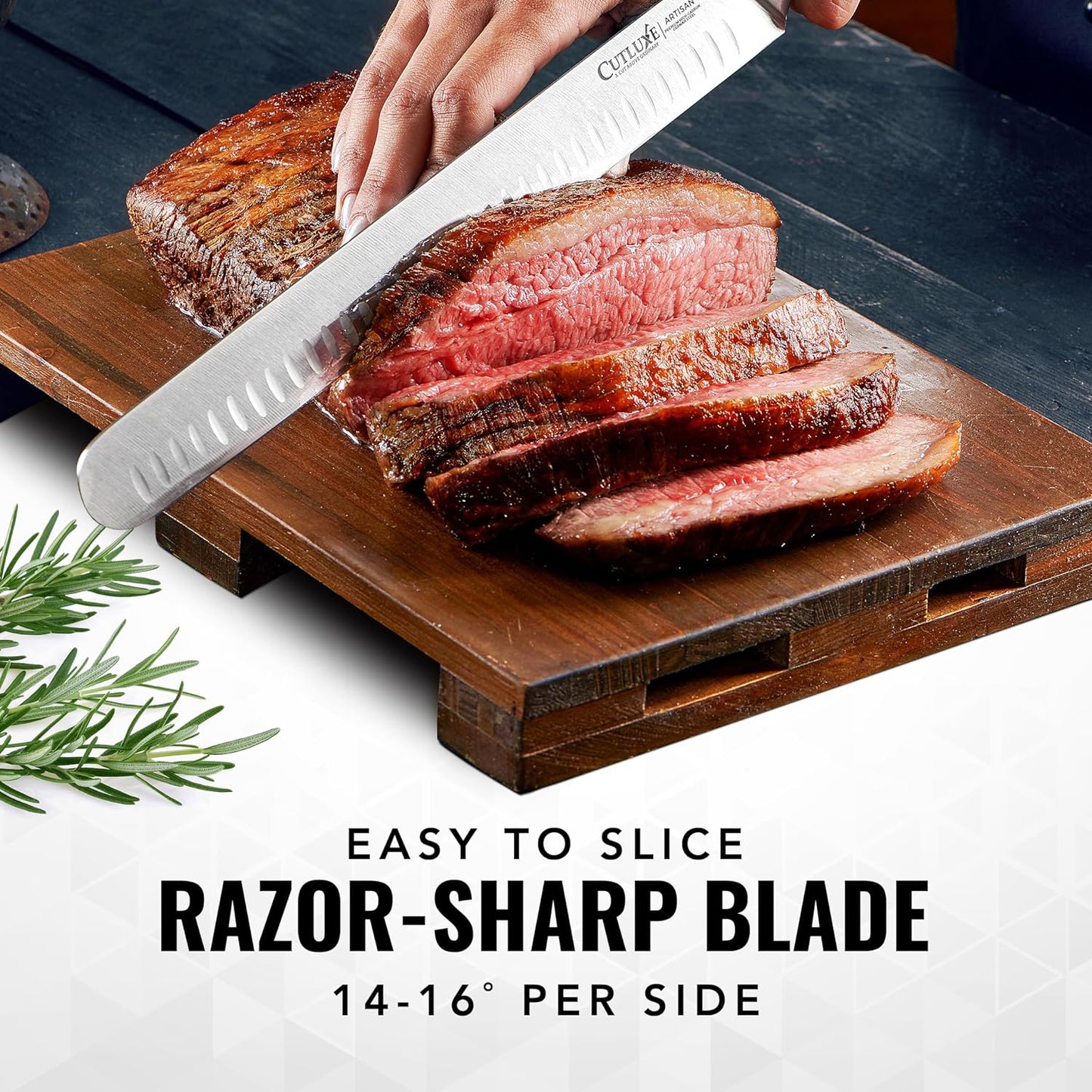 Cutluxe Slicing Carving Knife – 12" Brisket Knife, Meat Cutting and BBQ Knife – Razor Sharp German Steel, Sheath Included, Full Tang, Ergonomic Handle Design – Artisan Series