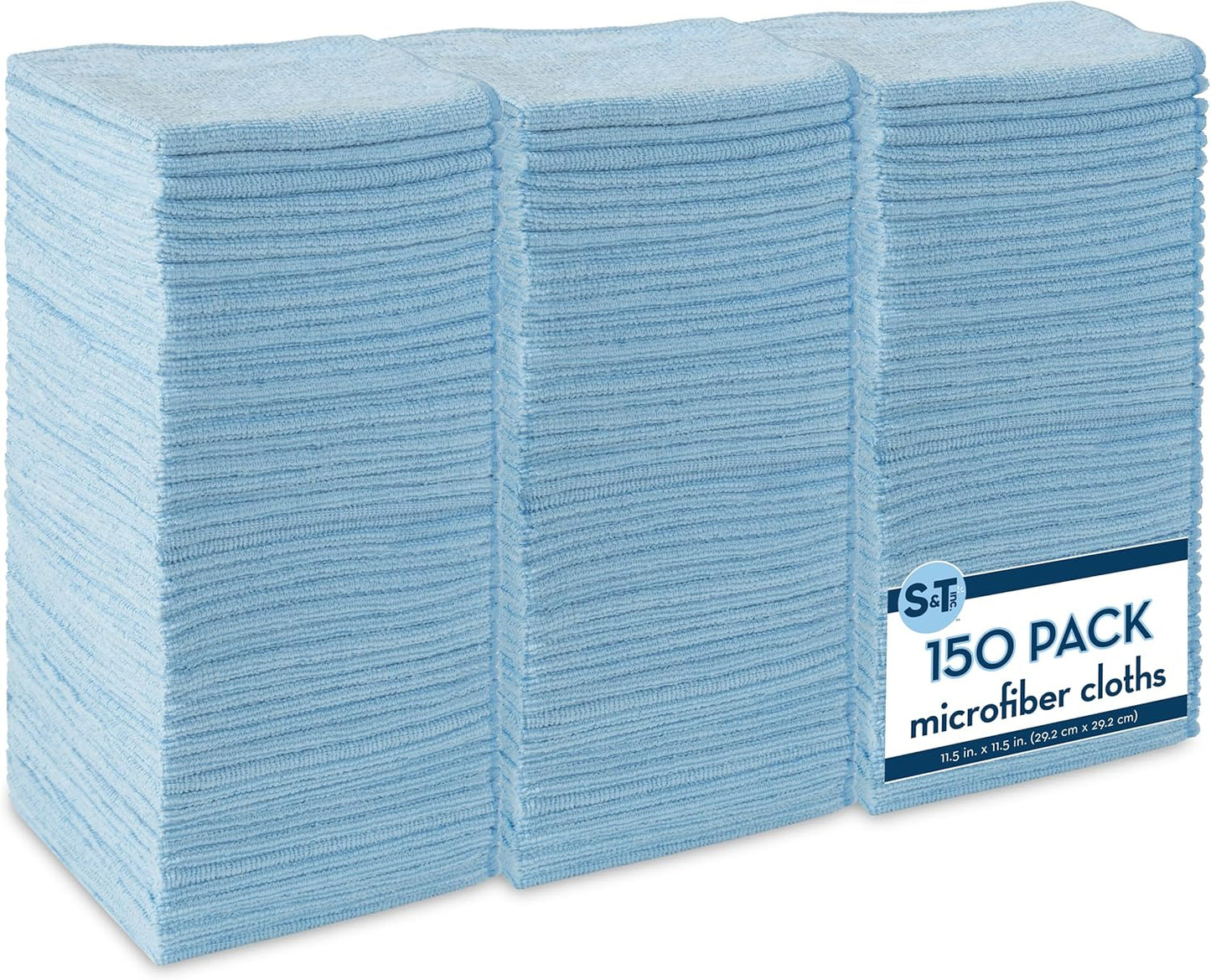 S&T INC. 150 Pack Microfiber Cleaning Cloth, Bulk Towels for Home, Reusable Microfiber Towels for Ca
