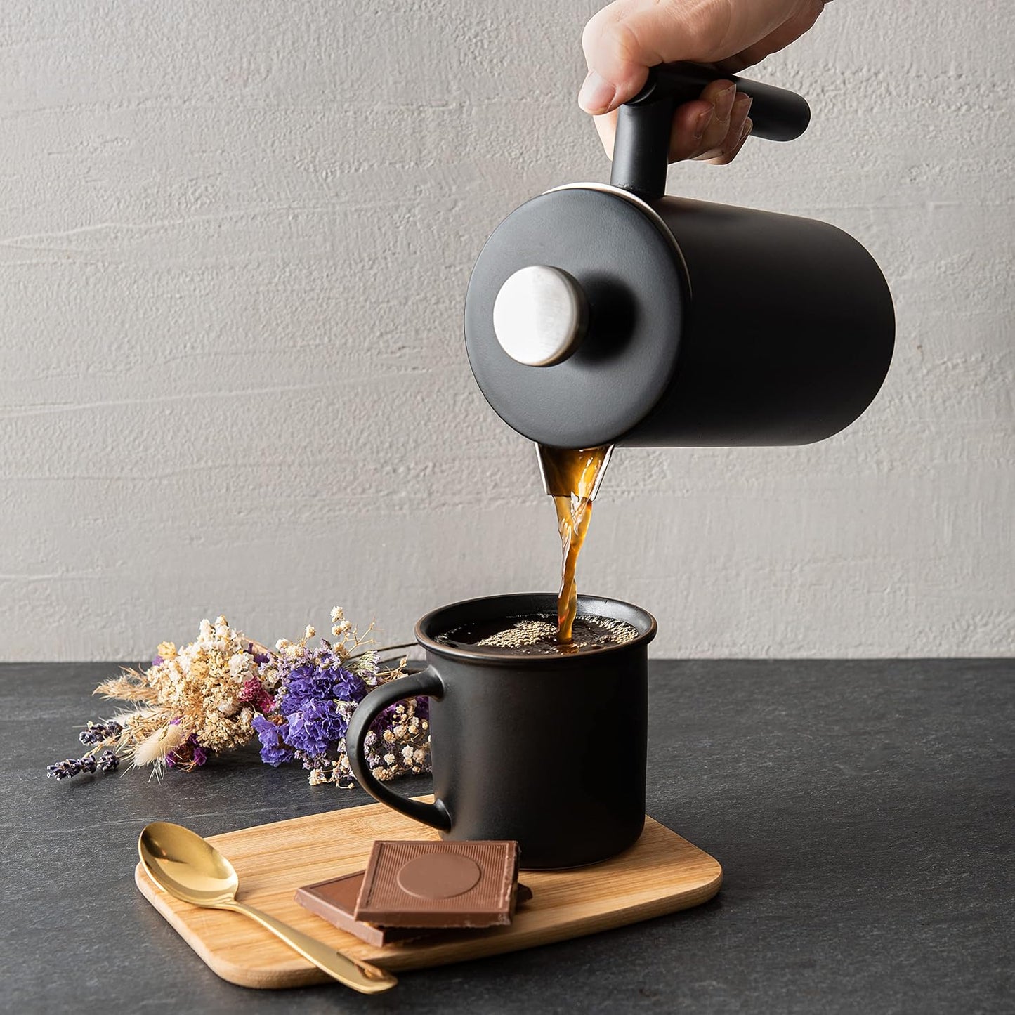 Mixpresso French Press Coffee Maker, 26 Oz Stainless Steel Coffee Press | Double wall insulated stainless steel French Press with durable filter for coffee or loose leaf tea, easy to press and clean