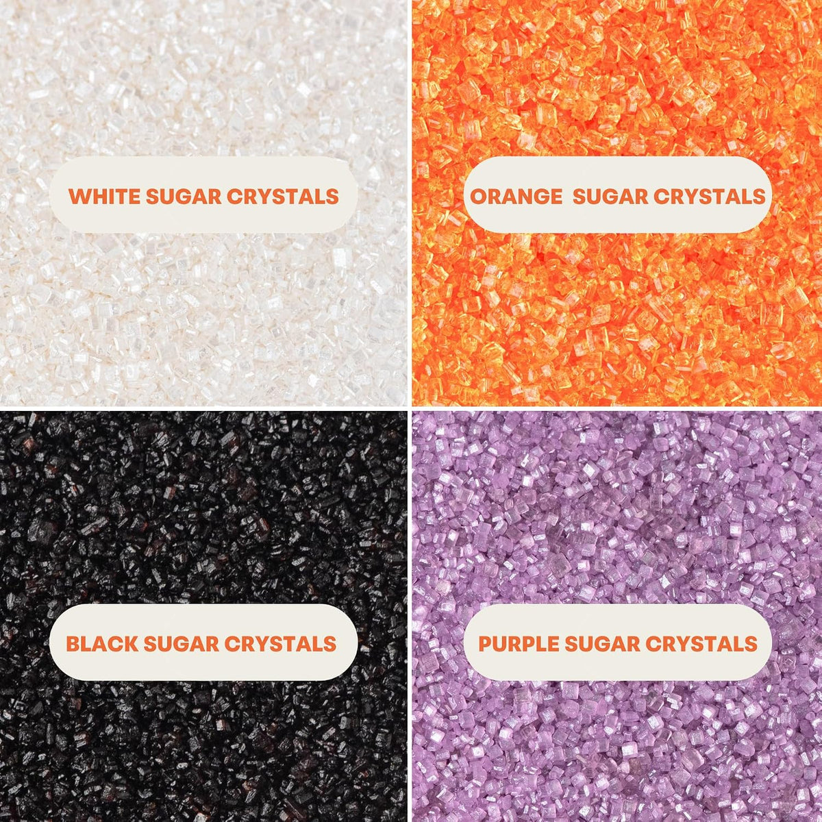Sweets Indeed Halloween Sanding Sugar 4 Pack, Orange Black Purple White 4.52 oz