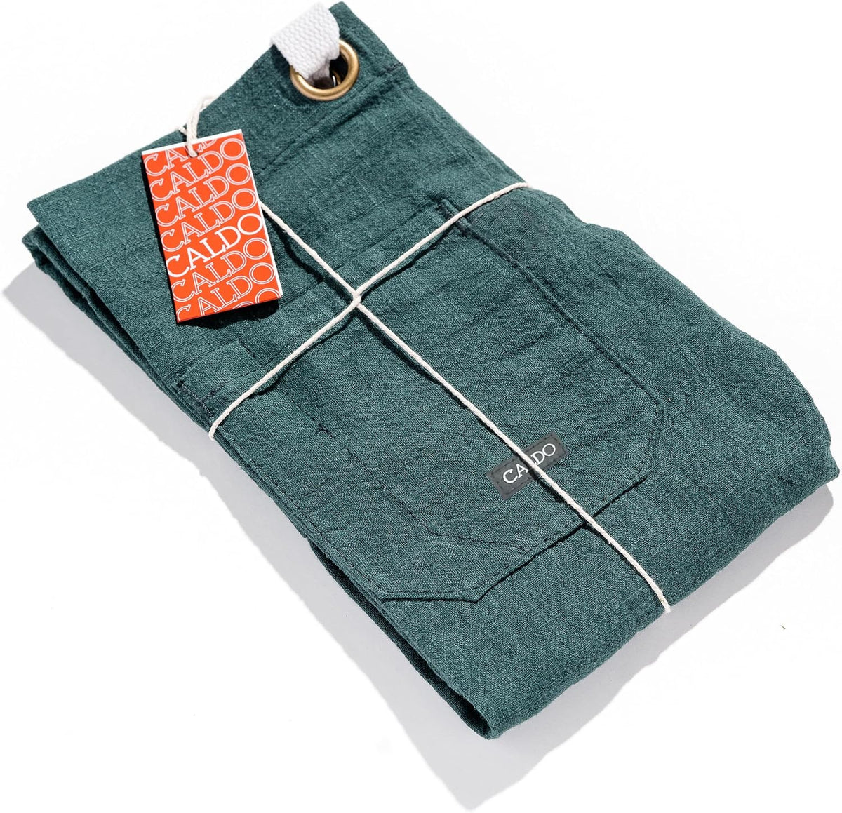 Caldo Linen Kitchen Apron - Mens and Womens Linen Bib Apron - Adjustable with Pockets (Spruce)