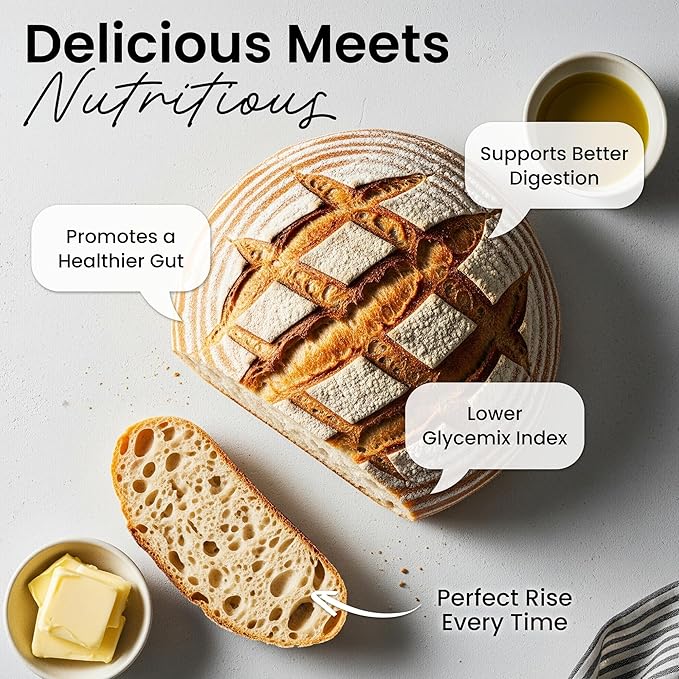 ERNEY Dehydrated Sourdough Starter for Bread Making - Perfect Rise Organic Sourdough Bread Flour with Instruction - Versatile Homemade Pastry Flour Perfect for Artisan Loaf Pizza Muffins - 1 pack