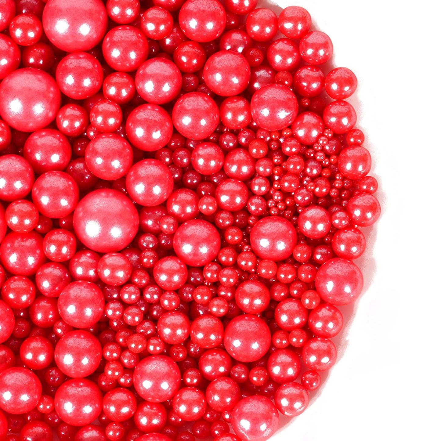 Kasvan Red Pearl Sugar Sprinkles - Edible Candy Pearls 130g/4.58 Oz, Mix Size, Baking Cake Decoratio