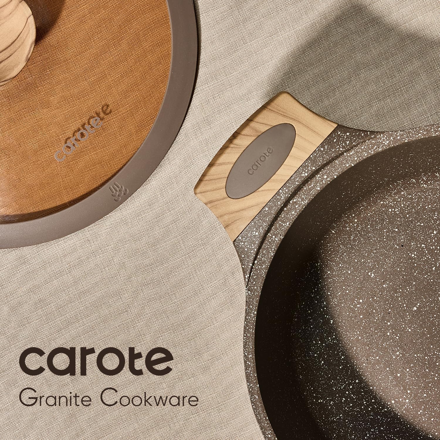 CAROTE 26pcs Pots and Pans Set, Nonstick Cookware Sets | Induction Kitchen Cooking Set, Special Texture Design, Ultra Du
