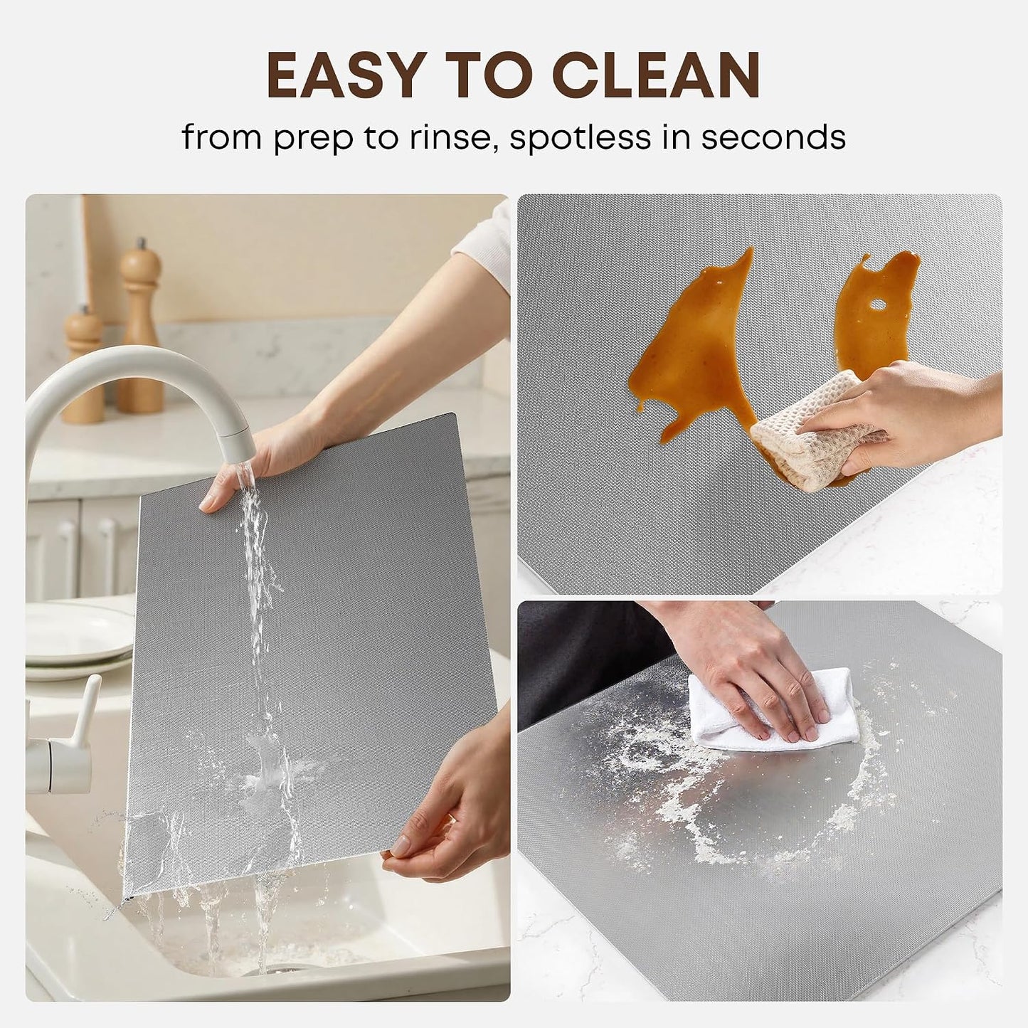 KORVOS Stainless Steel Cutting Board, 304 Stainless Steel Cutting Boards for Kitchen, Upgraded Anti-Scratch &amp; Anti-Slip Surface, Large Metal Board for Meat Fruits Vegetables Baking, 23.6" x 19.6"