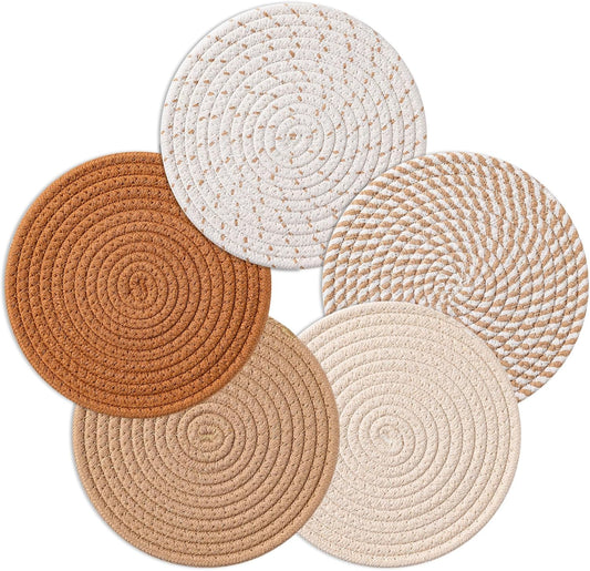 7 Inch Trivets for Hot Dishes, Pots and Pans, 5 Heat Resistant Pot Holders for Kitchen, Home Essentials, Hot Pads for