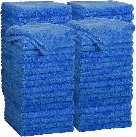 Shimeyao 30 Pcs Edgeless Microfiber Plush Towels for Cars Detailing Drying Wash Polishing Absorbent Cleaning Cloths, 500