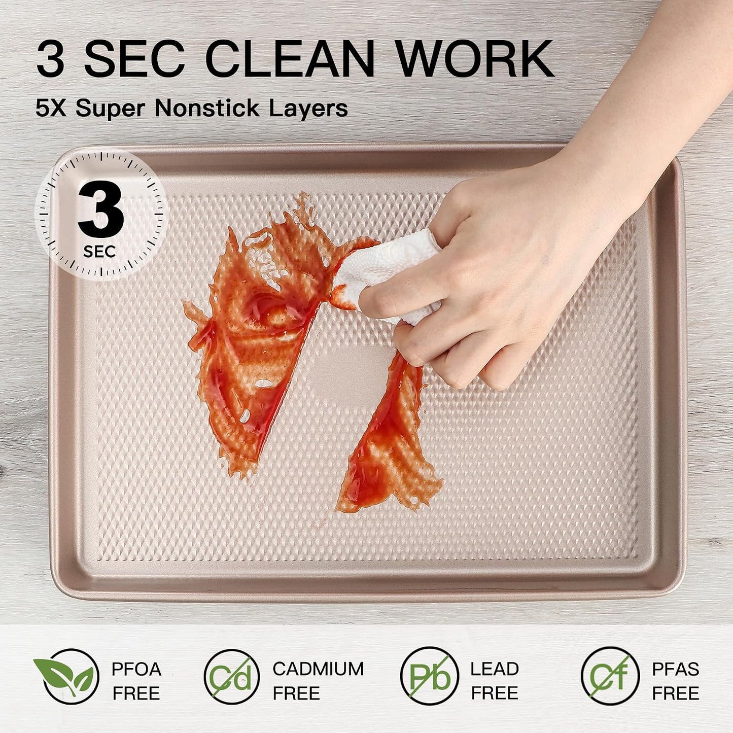2 Pack Half Sheet Cookie Sheets for Baking, Nonstick Baking Pans