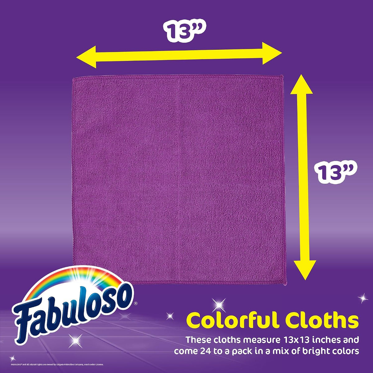 Fabuloso Microfiber Cleaning Cloths, Purple, 13x13 in, 12 Count