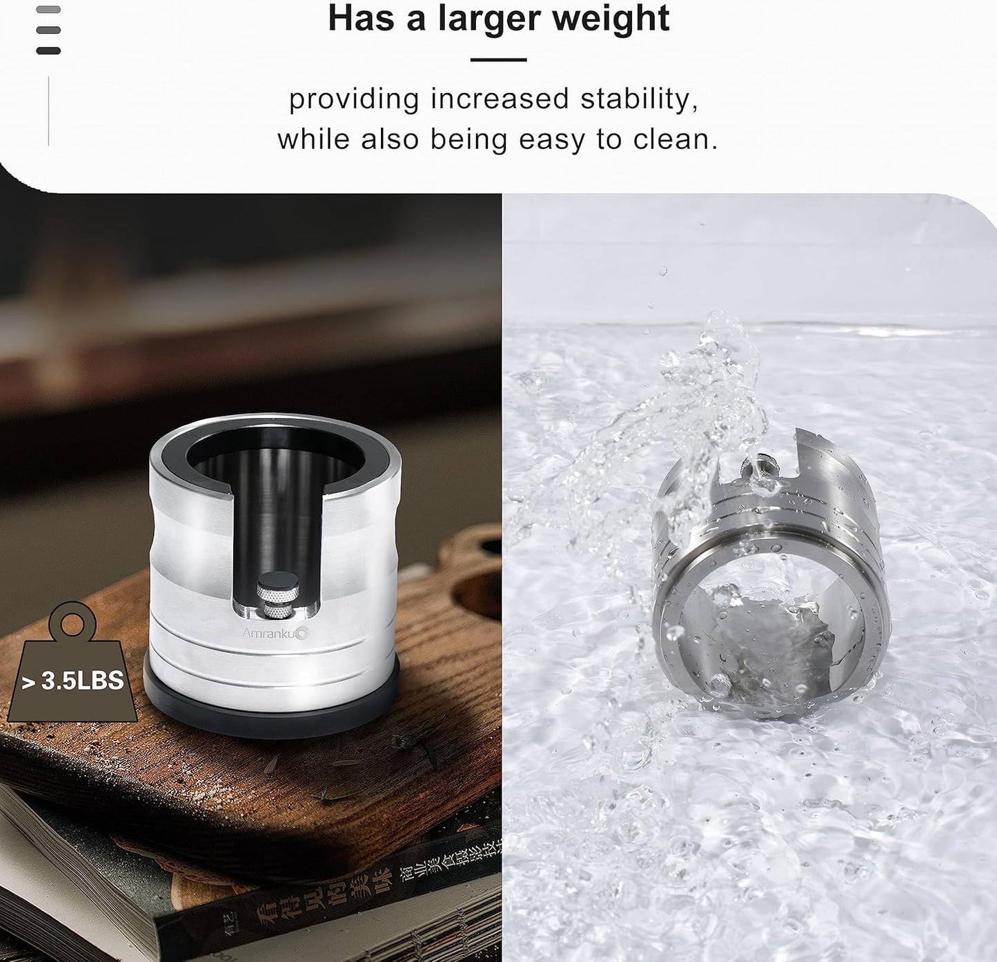 Portafilter Holder - Espresso Tamping Station Crafted from Solid 304 Stainless Steel for Most 58mm Portafilters with Adjustable Height Screw | Stable and Efficient Puck Preparation