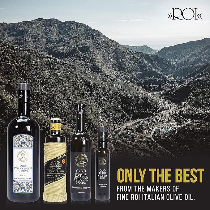 ROI Italian Extra Virgin Olive Oil - Made From Ligurian Taggiasca Oilves - Polyphenol Rich EVOO - DOP Certified - Fresh Cold Pressed in Italy - Low Acid - No Pesticides, No GMO - 16.9 fl oz 500 ml