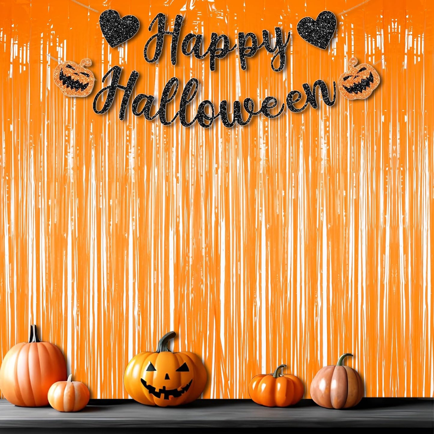 BRAVESHINE Orange Streamers Party Backdrop | Halloween Decorations | 2 Pack