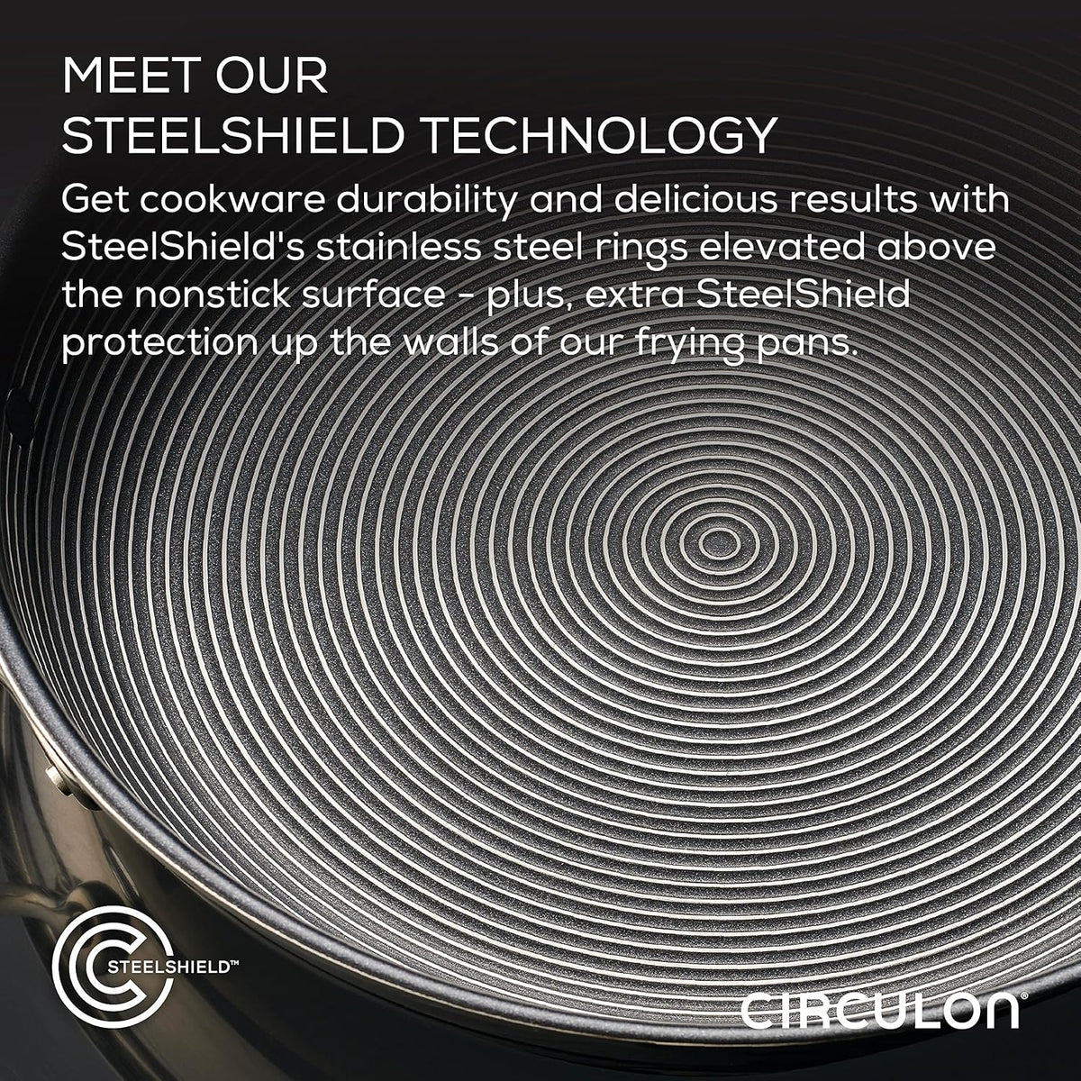 Circulon Clad Stainless Steel Frying Pans/Skillet Set with Hybrid SteelShield and Nonstick Technology, 10 Inch and 8.5 Inch, Silver