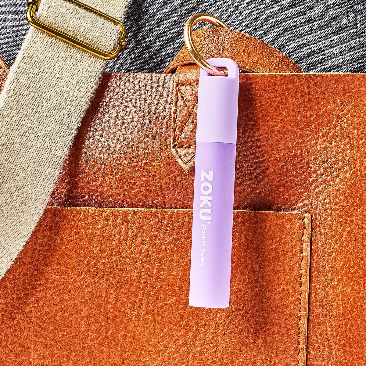 ZOKU Reusable Metal Straw with Case for Travel, Purple - Collapsible Stainless Steel Drinking Straw with Silicone Tip and Cleaner Brush, Ideal for Key Chains, Pockets, Purses | Collapsible Stainless Steel Drinking Straw with Silicone Tip and Cleaner Brush