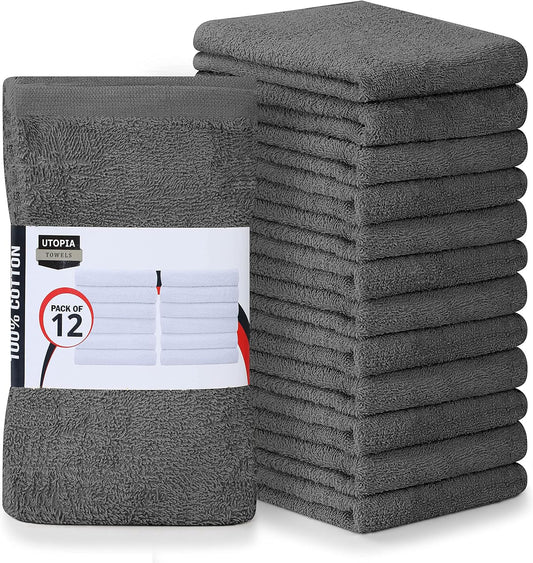Utopia Towels Kitchen Bar Mops Towels, Pack of 216-16 x 19 Inches, 100% Cotton Super Absorbent Grey, Multi-Purpose Cleaning