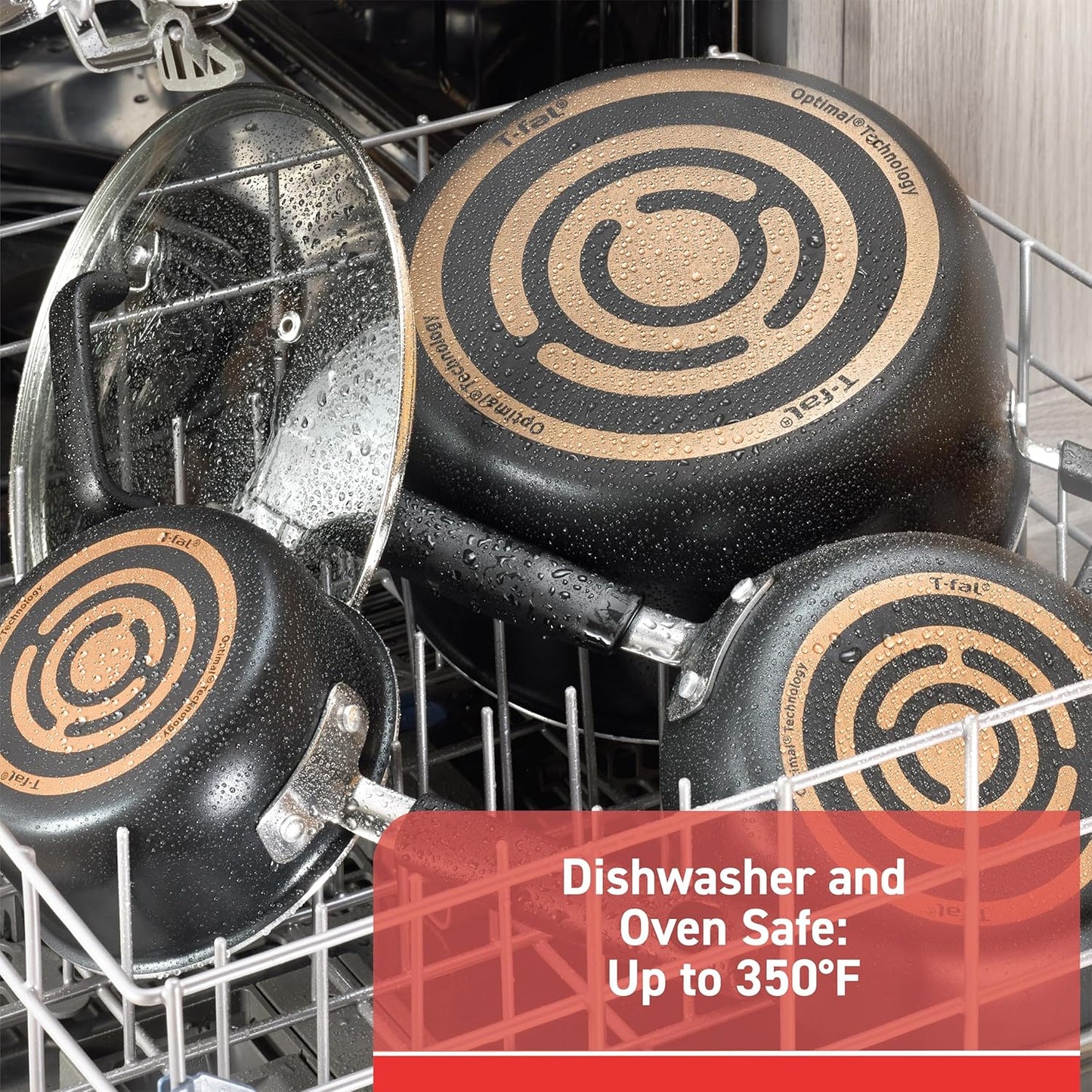 T-Fal Signature Nonstick Pots and Pans Set 12 Piece, Oven Broiler Safe 350F, Kitchen Cookware Set w/Fry Pans, Saucepans