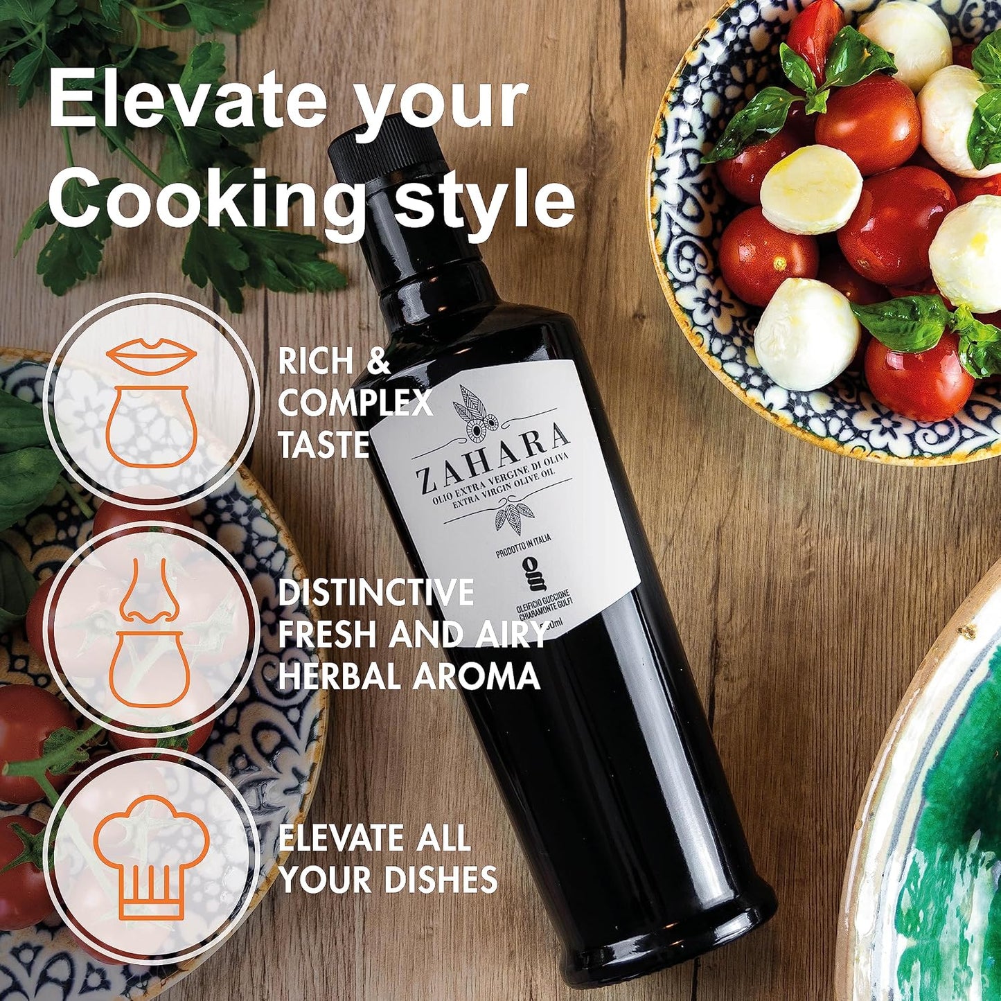 Zahara Extra Virgin Olive Oil from Italy | Sicilian Pure EVOO | Premium Early Harvest Cold Pressed Polyphenol Rich | Multiple Award Winner from Oleificio Guccione | 16.9 fl oz (500ml) Bottle With Beautiful Gift Box