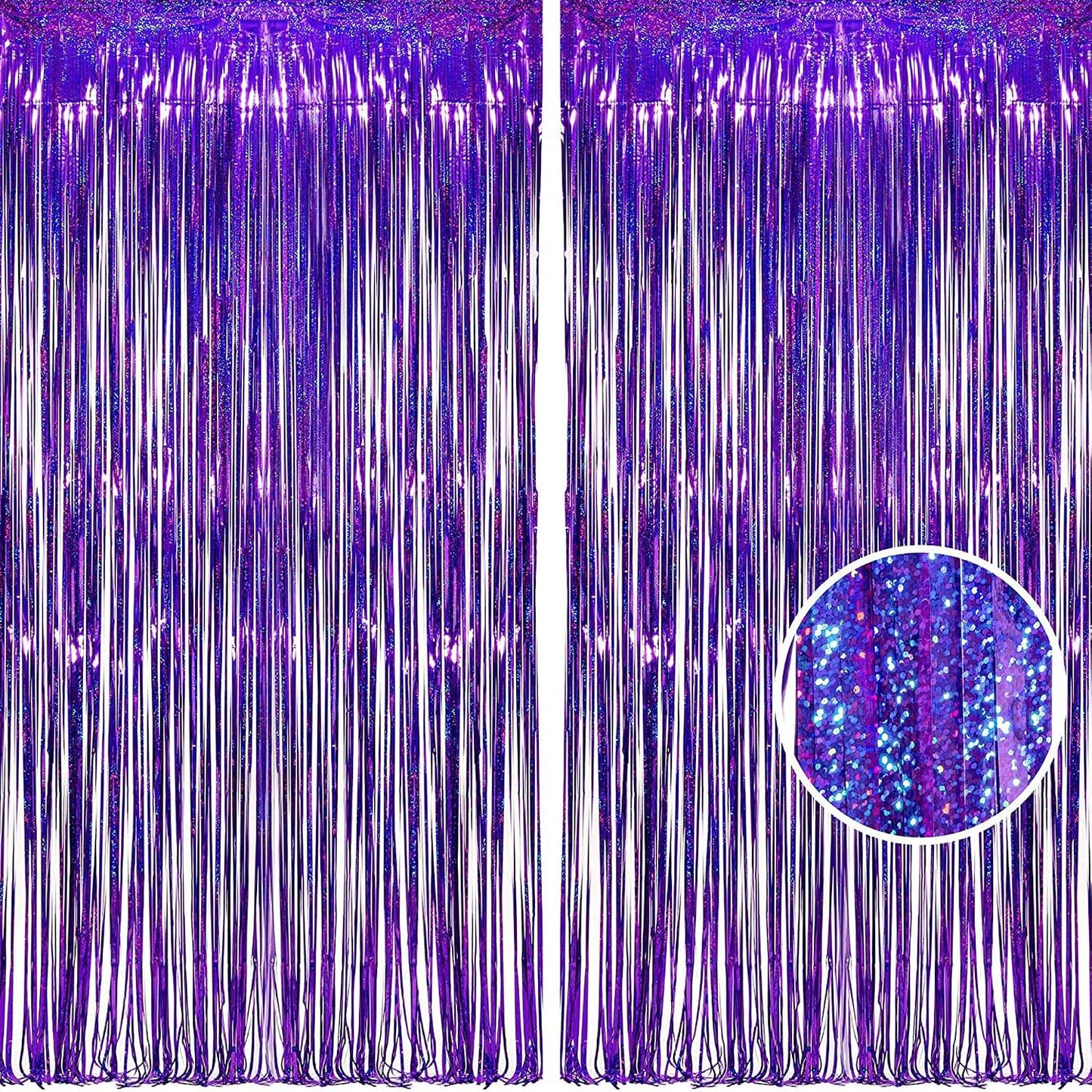 BRAVESHINE Purple Foil Fringe Curtains | Party Streamers Backdrop | 3.2x8.2ft Tinsel Curtain for Hunters/Girls/Birthday/Mermaid/Bachelorette/Anniversary/Engagement//Bridal Shower Decorations