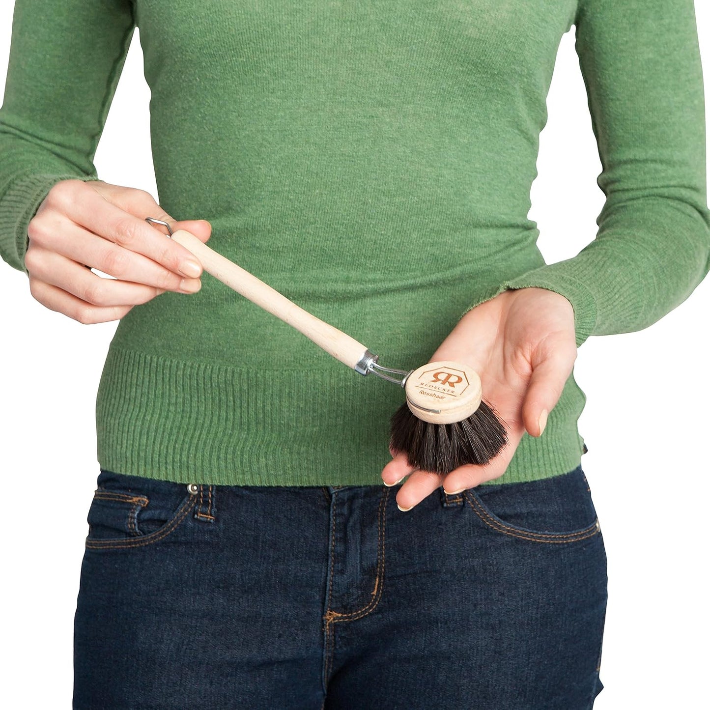 Redecker Dish Brush Set, Horsehair Bristles, 2 Inch Round, 2 Pack – Wooden Dish Brushes for Glassware &amp; Everyday Cleaning, Made in Germany