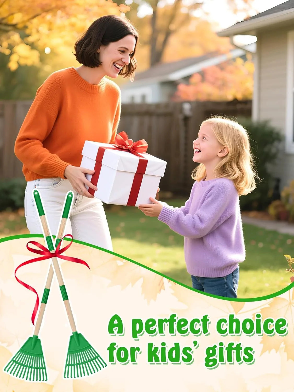 Safe yard tool rake set for children fall garden leaf cleanup