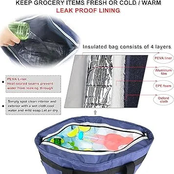BeeGreen foldable cooler bag displayed showing large size dimensions