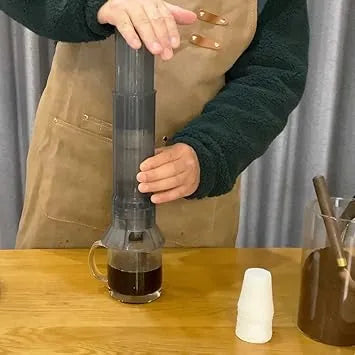 One shot portable coffee press ideal for camping and travel