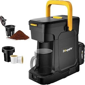 Portable cordless coffee maker for camping and outdoor travel adventures