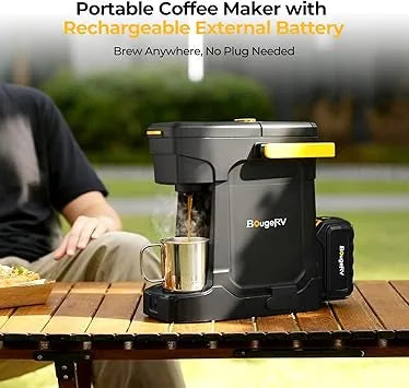 BougeRV cordless coffee maker compatible with ground coffee and K Cups