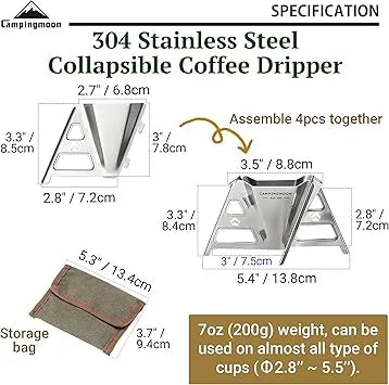 Stainless steel collapsible coffee dripper compact camping gear