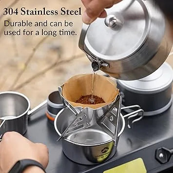 Collapsible pour over coffee maker durable stainless steel camping