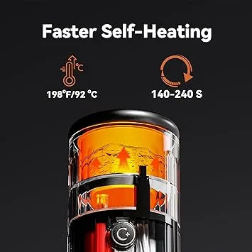 Self-heating compact espresso machine with USB-C power for on-the-go coffee