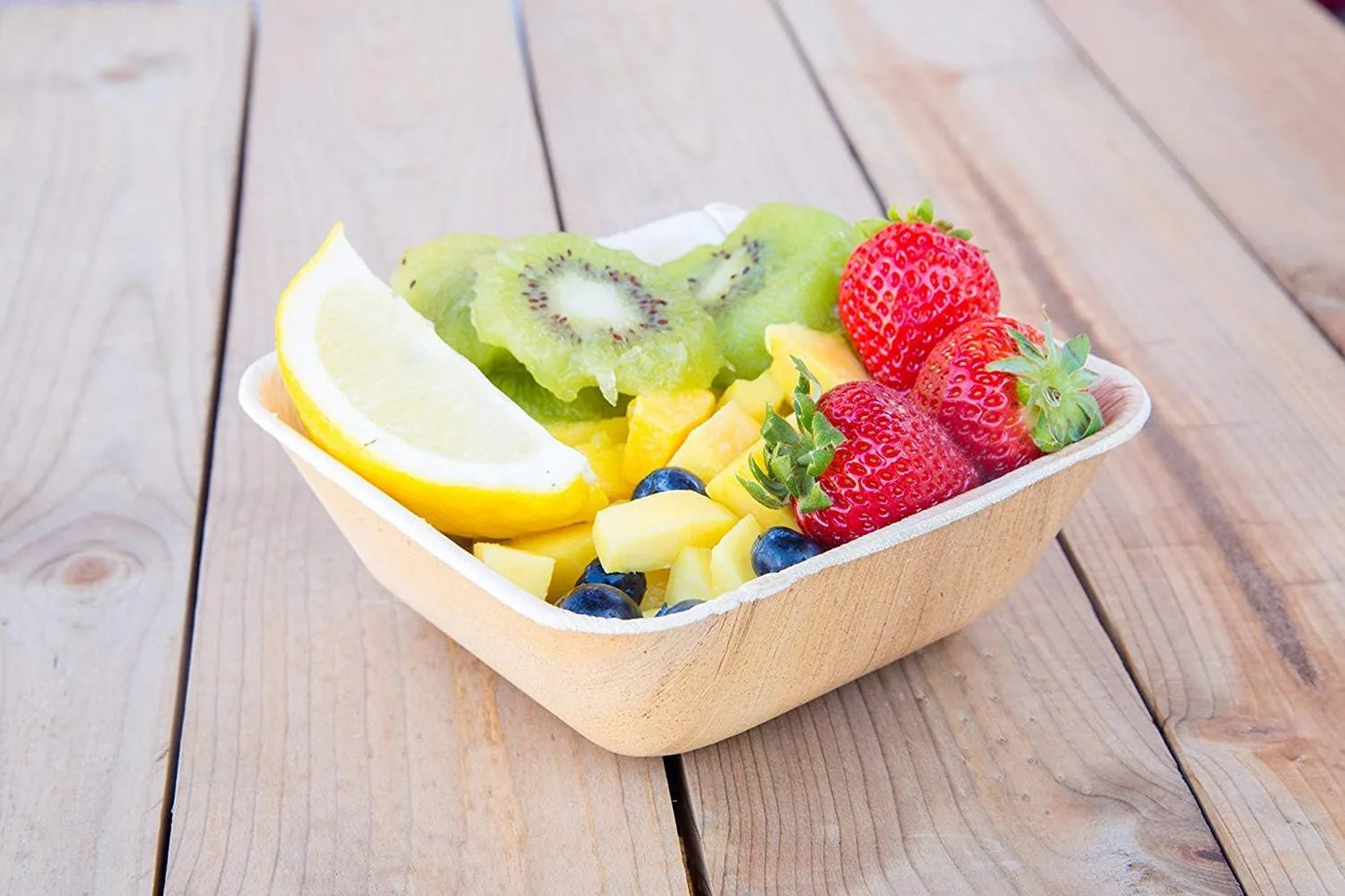 Bulk set of 50 compostable palm leaf bowls ideal for BBQ catering