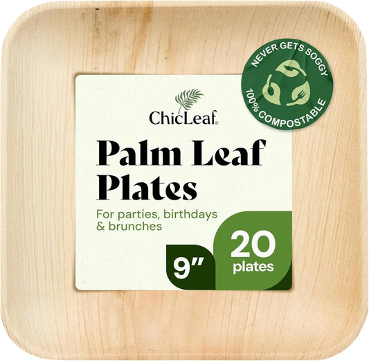Chic Leaf bamboo palm leaf disposable plates 9 inch biodegradable party supplies