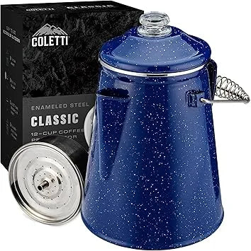 Vintage 12 cup percolator coffee maker with modernized design features