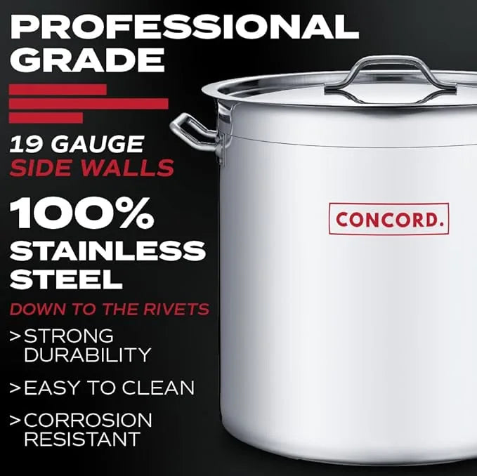 Close-up of triply bottom construction on Concord professional cookware