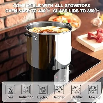 quart stockpot displayed next to common kitchen items for size reference