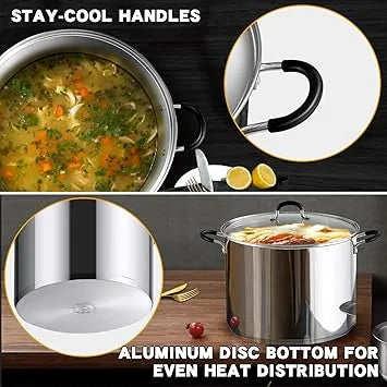 Stainless steel lid detail on professional Cook N Home stockpot with handles