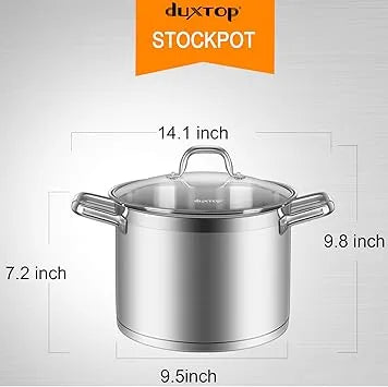 Duxtop cookware lid and handle detail shot stainless steel