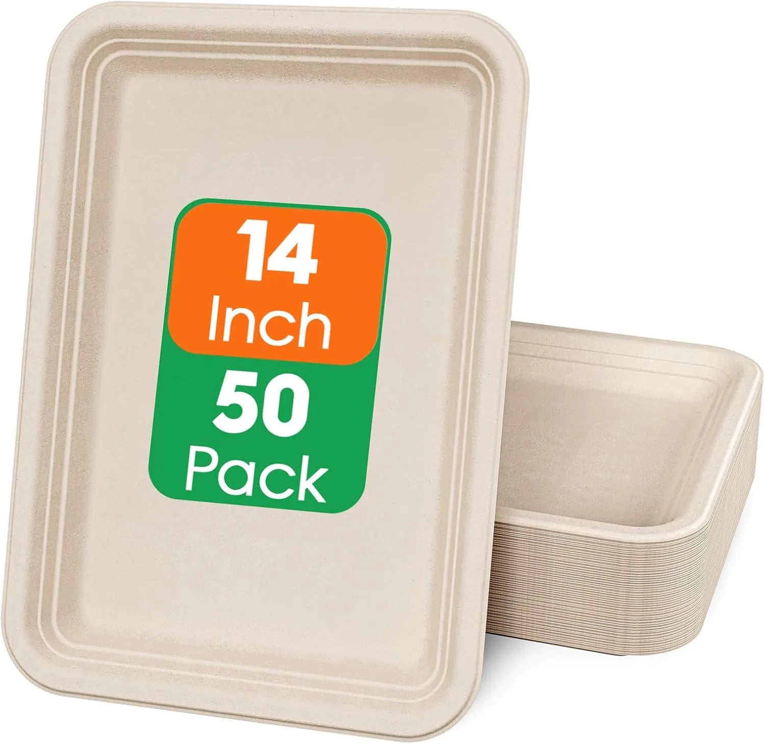ECOLipak 50 pack 14 inch disposable crawfish trays compostable paper plates
