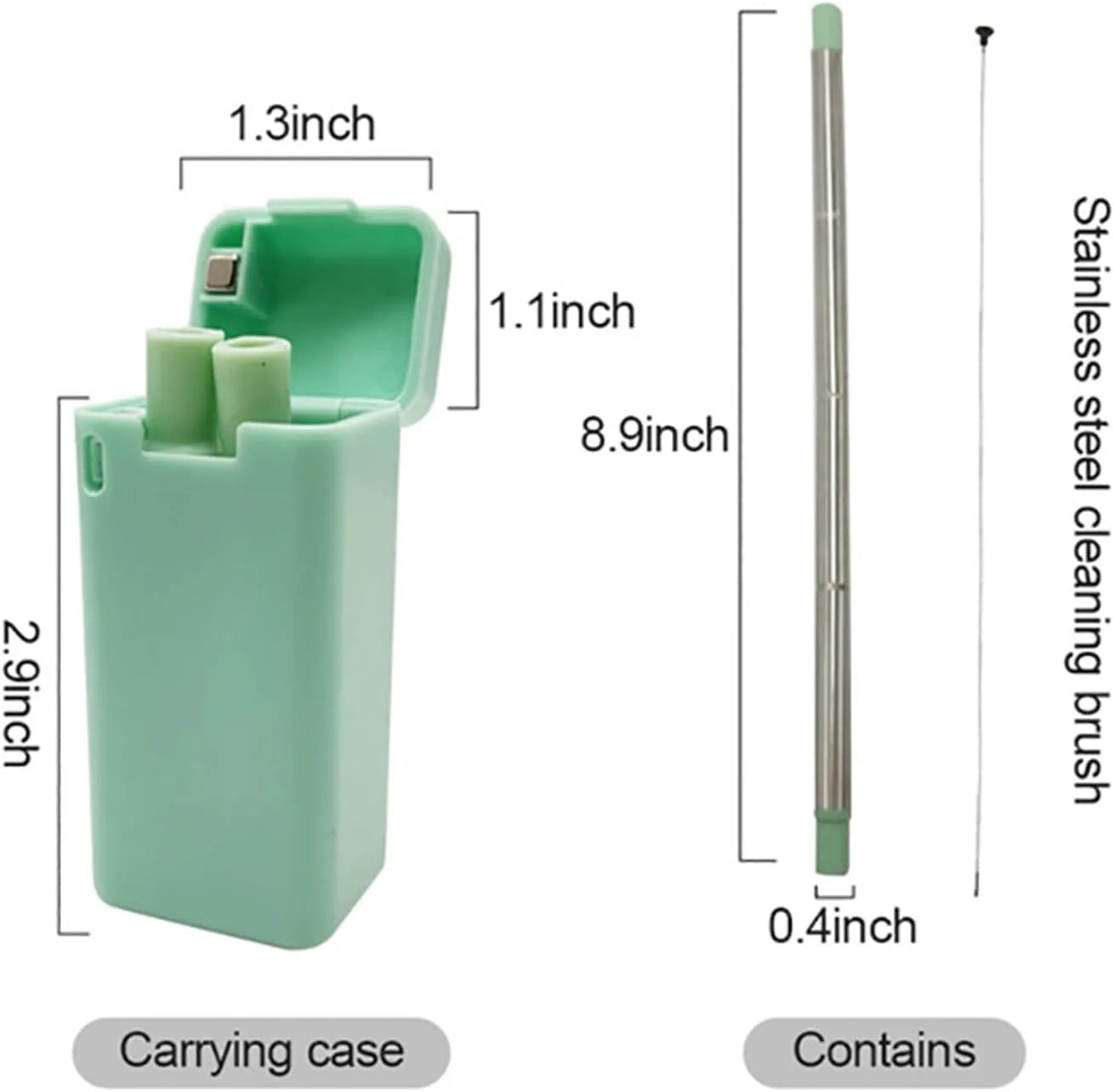 Travel straw set foldable blue silicone tip storage case