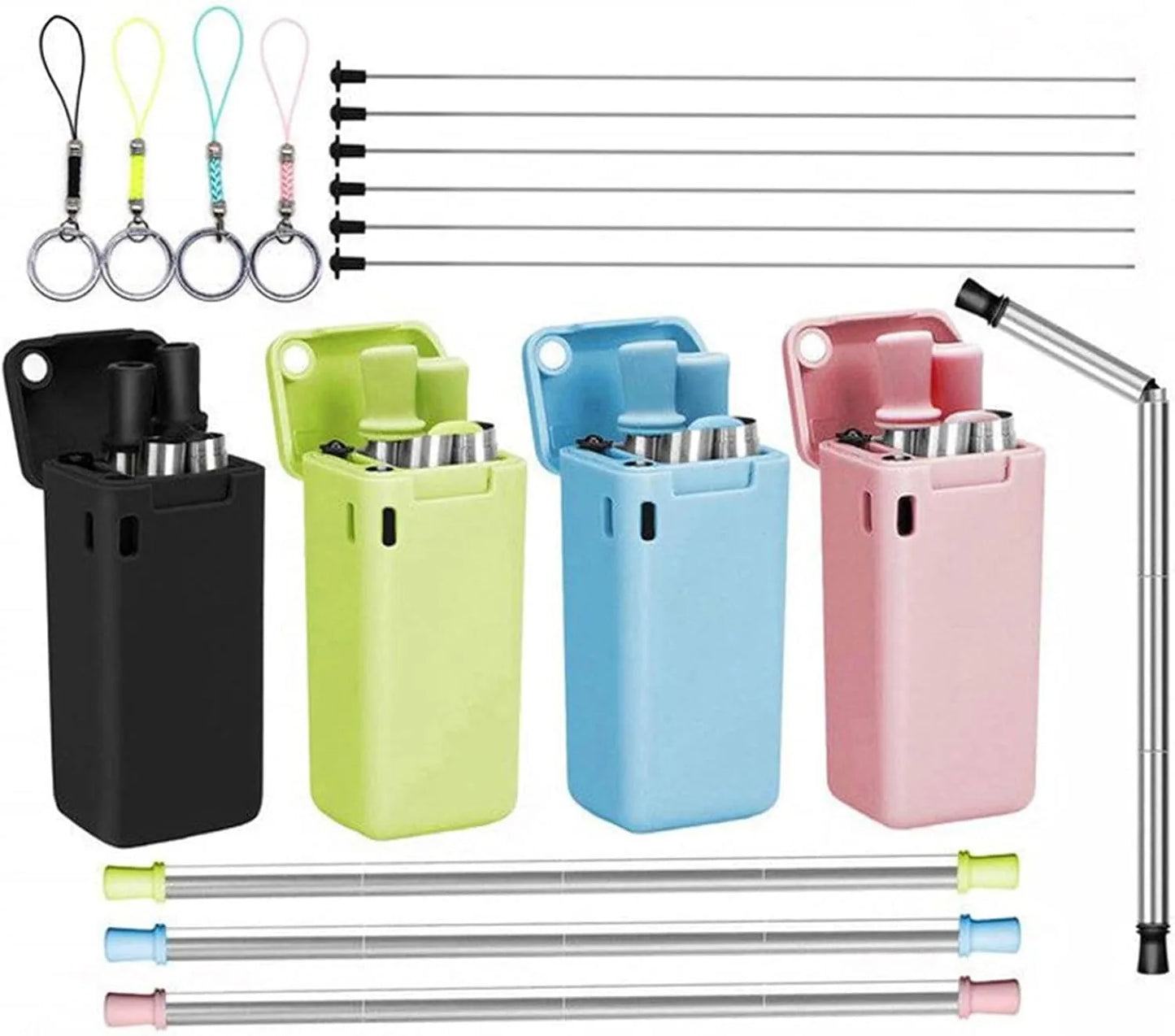 Compact folding straw blue storage box travel home work set