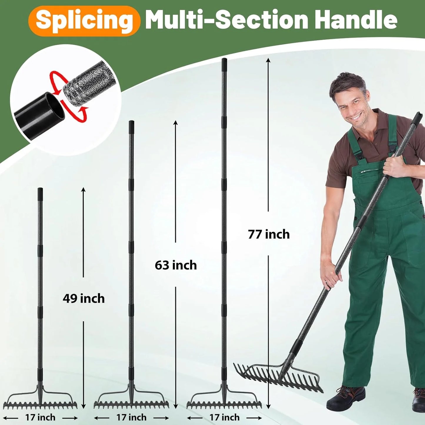 tong metal garden rake heavy duty soil loosening leveling lawn care