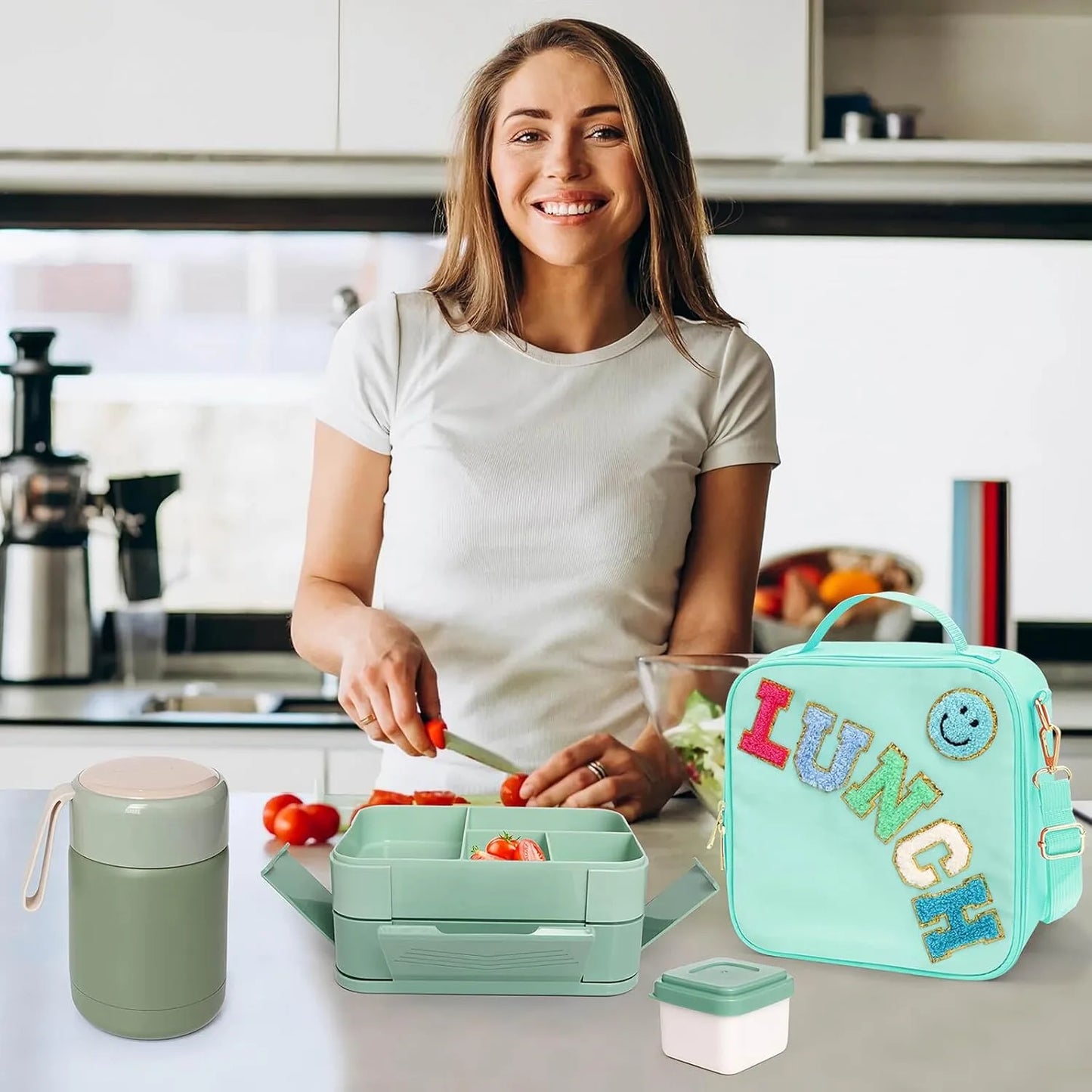 Insulated lunch box for kids with adjustable strap and thermal compartments
