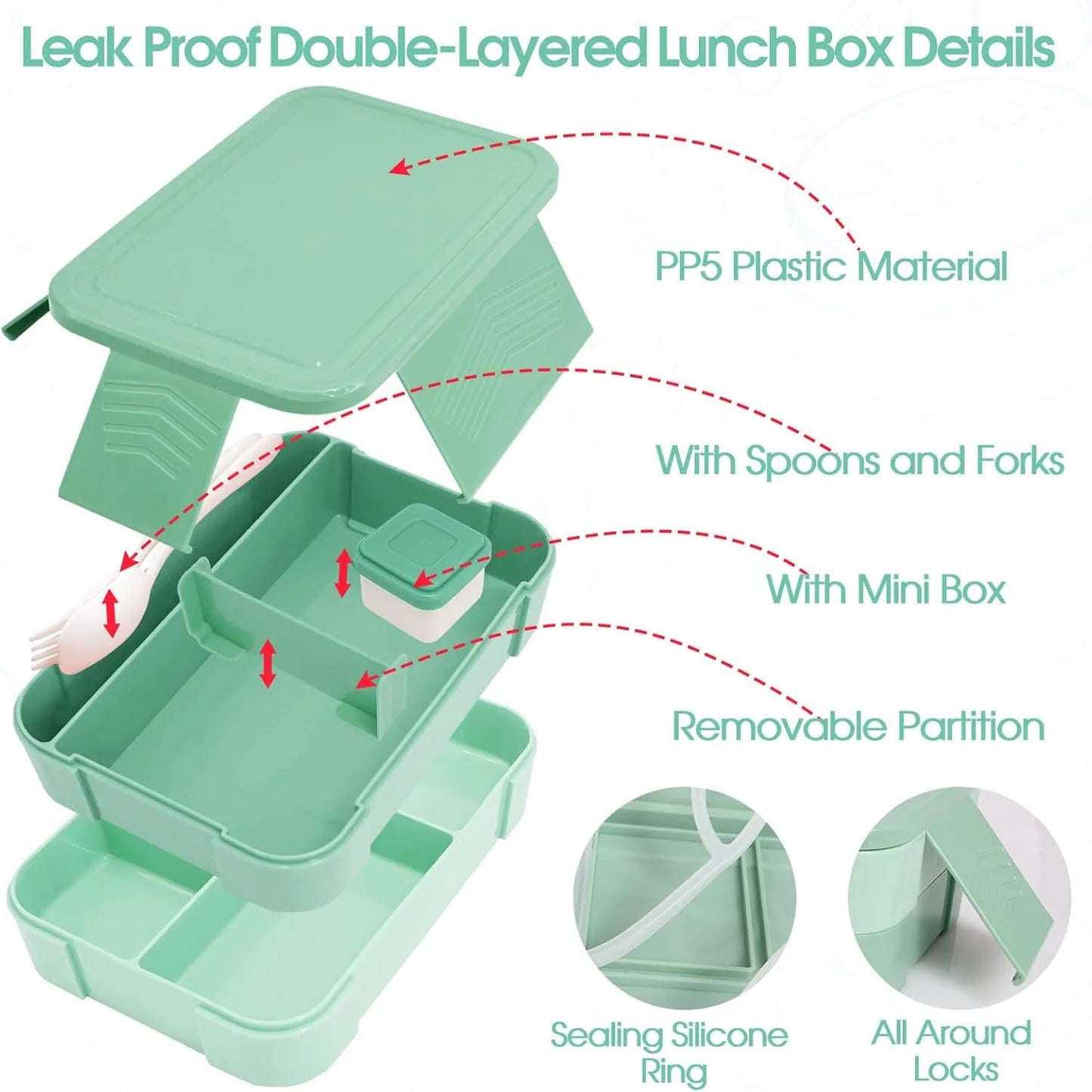 Kids thermal lunch box adjustable strap multiple compartments picnic school travel