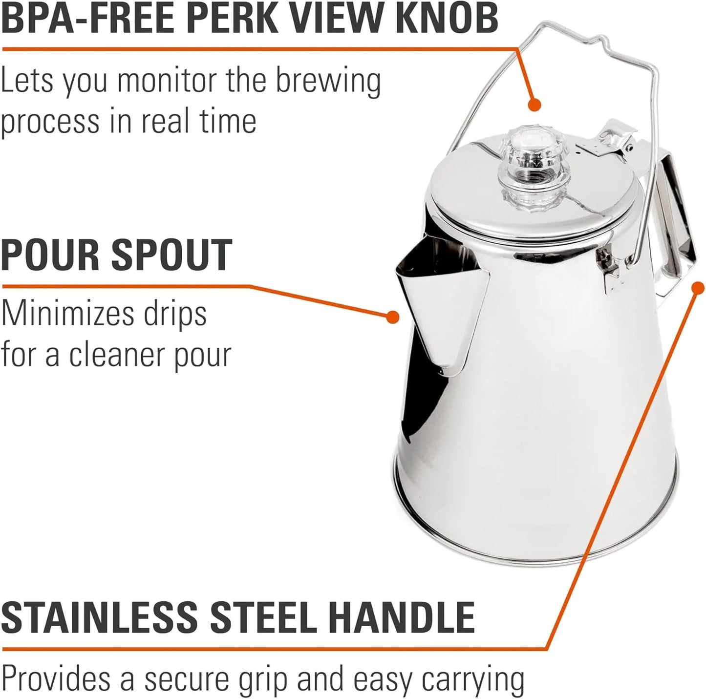 cup camping coffee pot with durable stainless steel construction