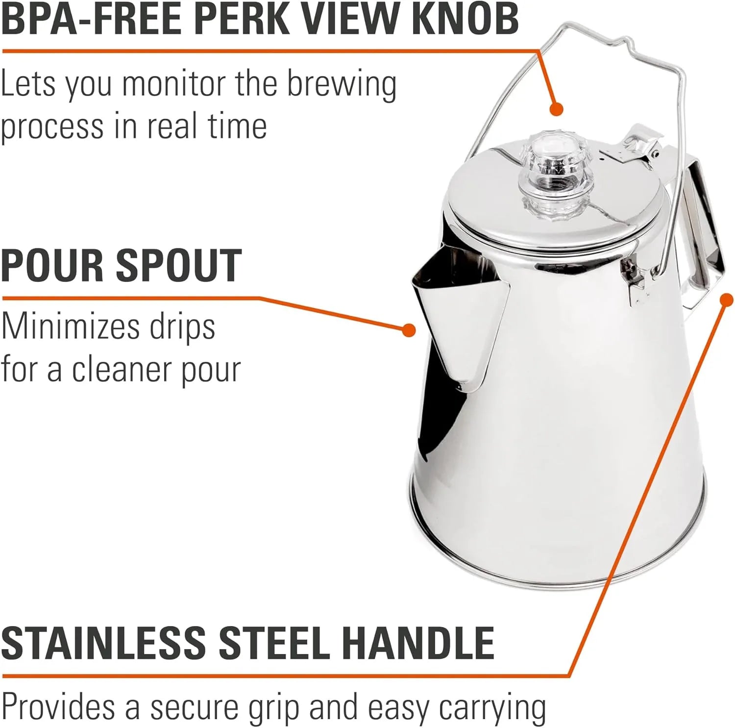 cup camping coffee pot with durable stainless steel construction
