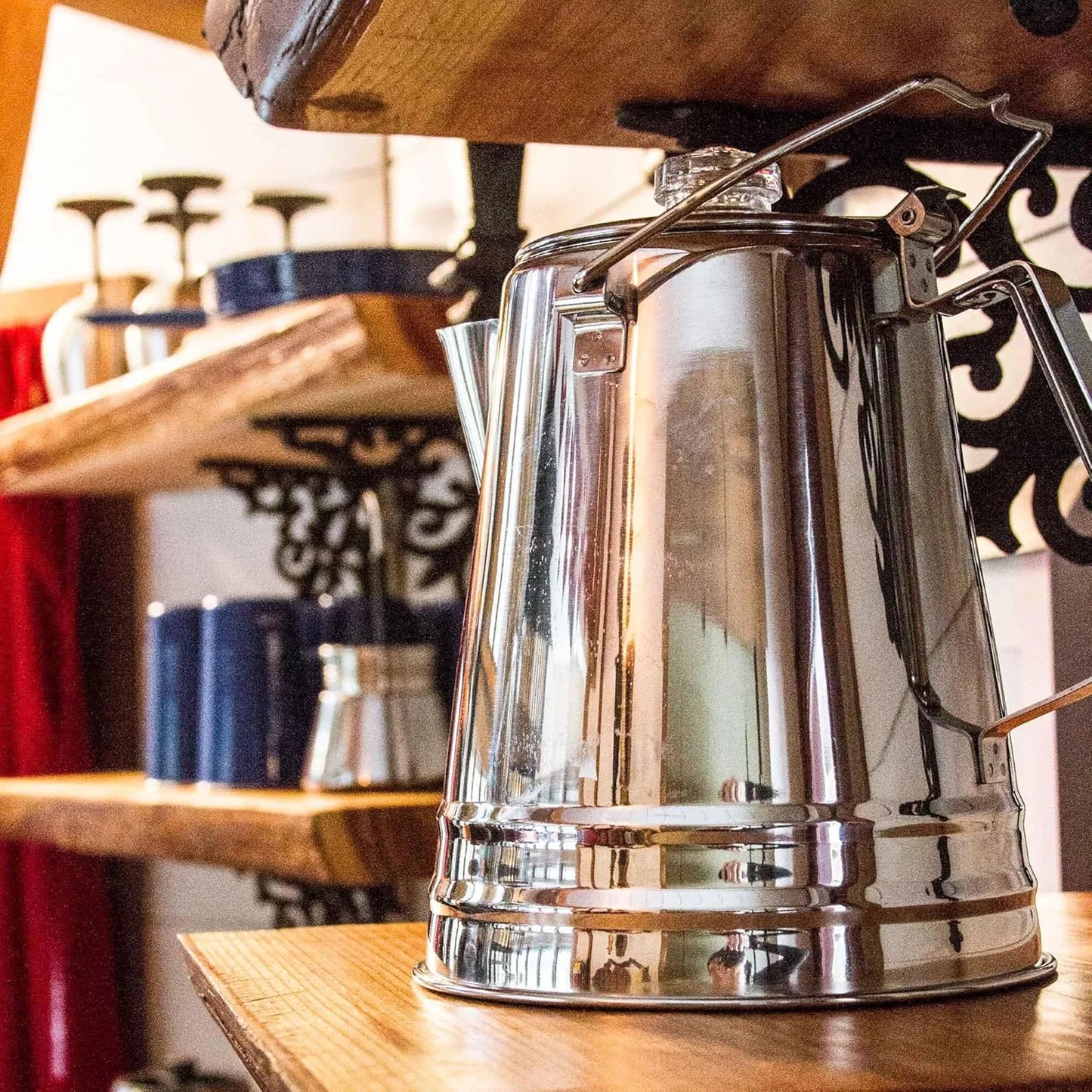 Stainless steel camping coffee percolator built for rugged outdoor use