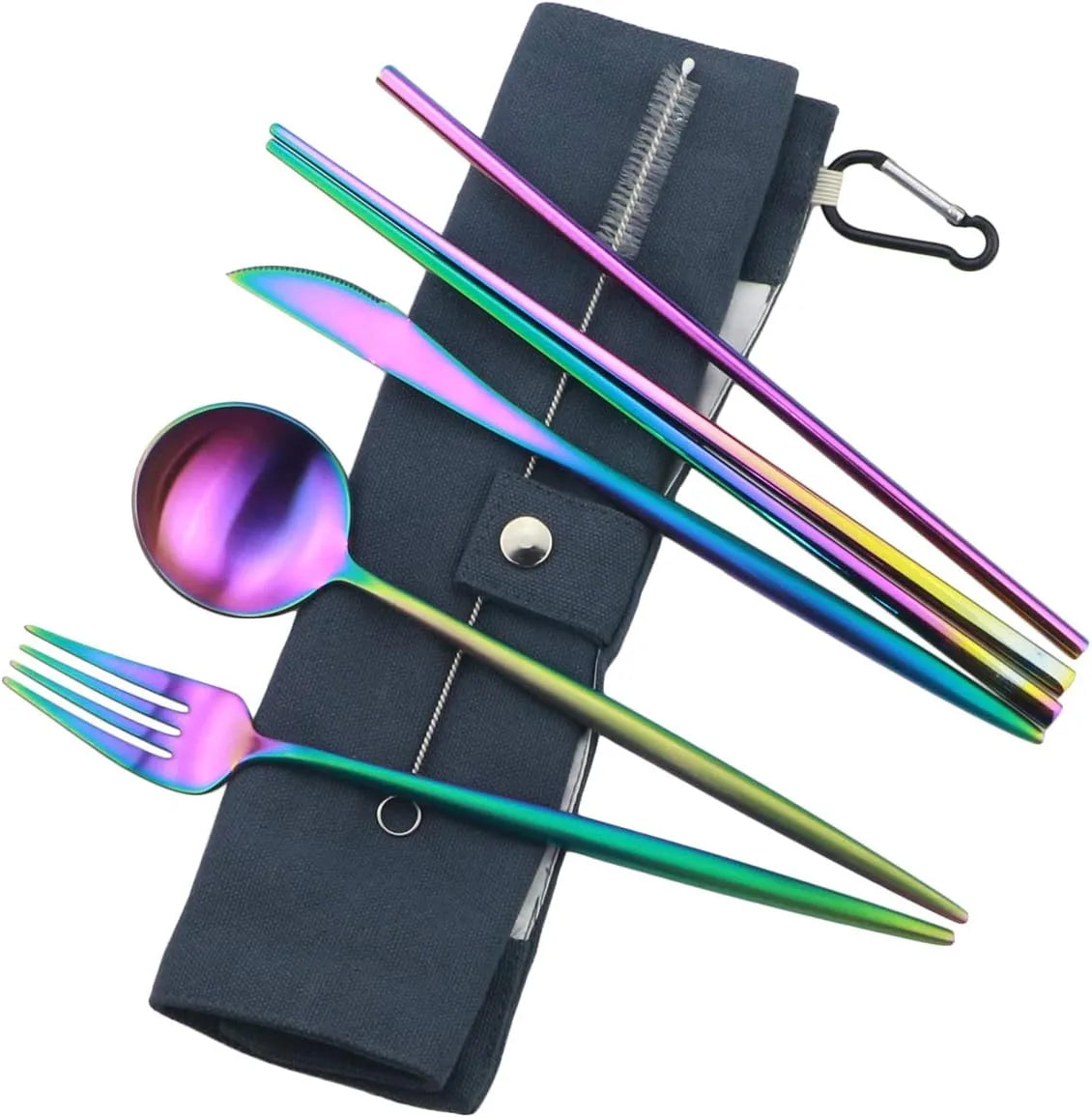 Gugrida reusable stainless steel travel utensil set with carrying pouch for camping