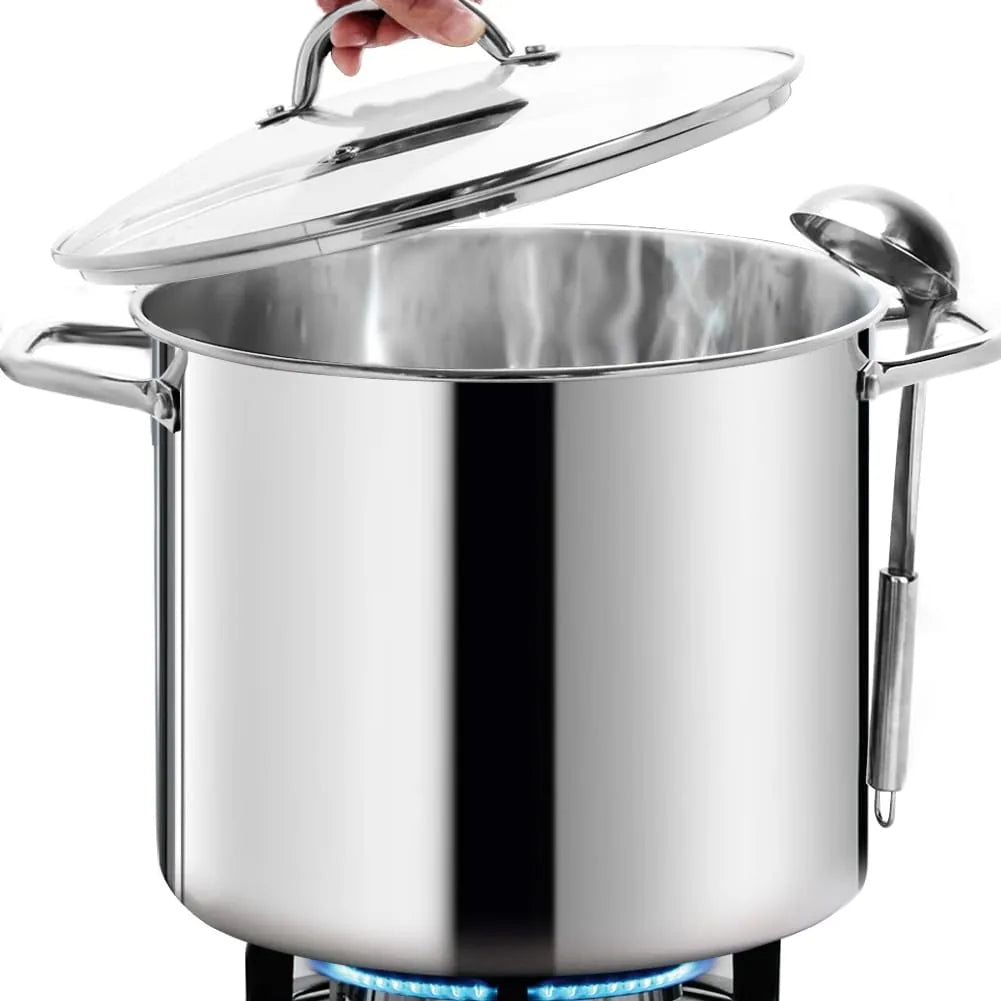 HOMICHEF 20 quart commercial grade stainless steel stock pot with lid